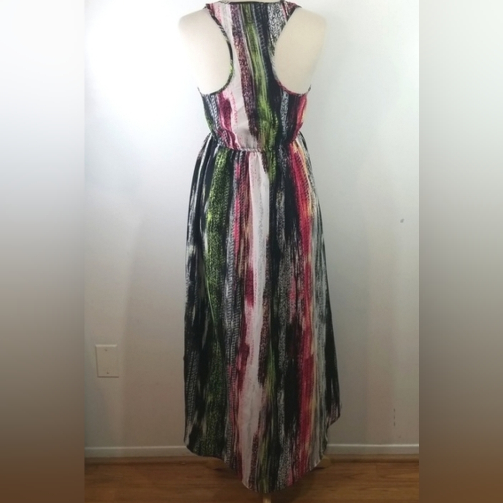 Love Fire High-Low Multicolor Pattern Racerback Dress Medium - Picture 7 of 11